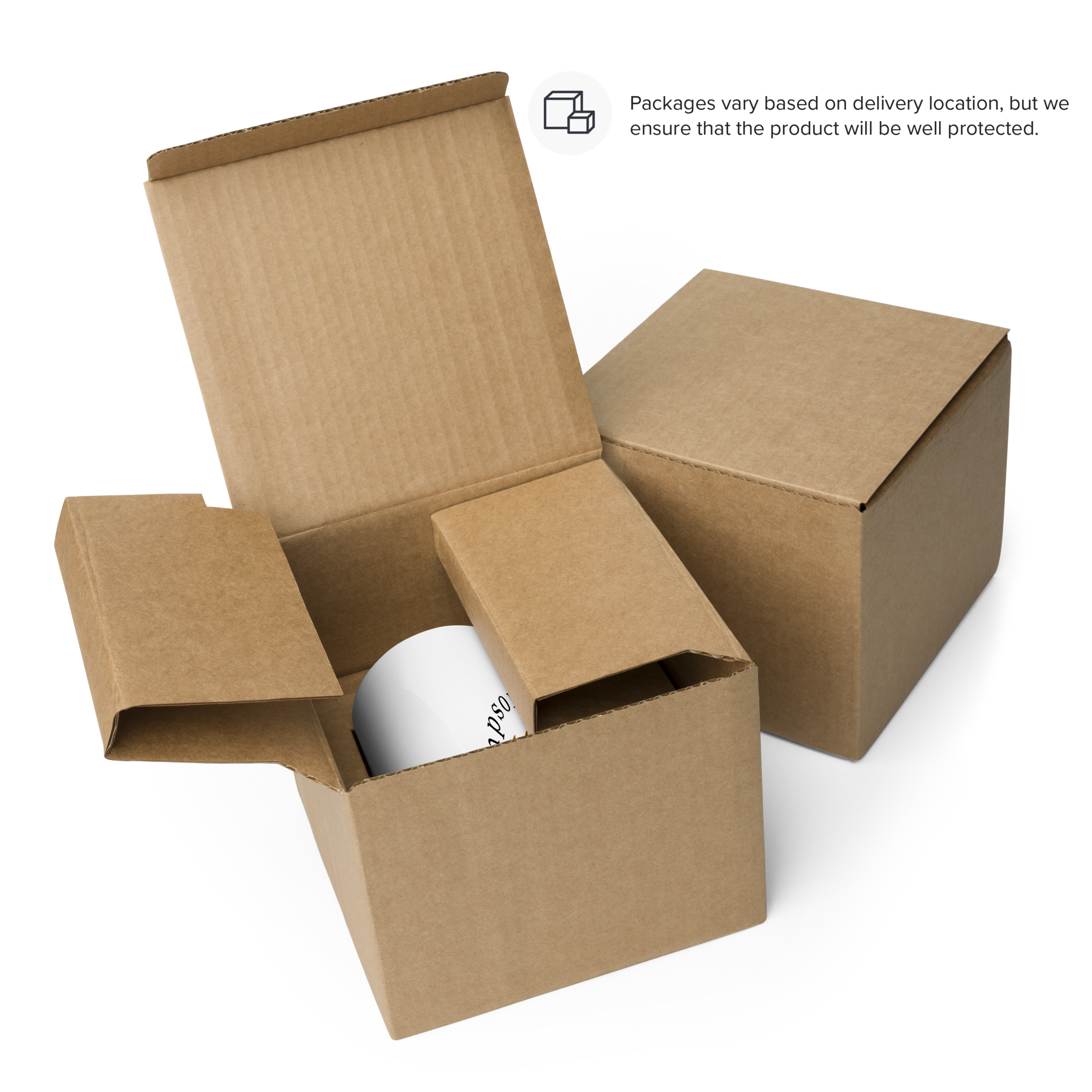 Open cardboard box with a smaller box inside on a white background