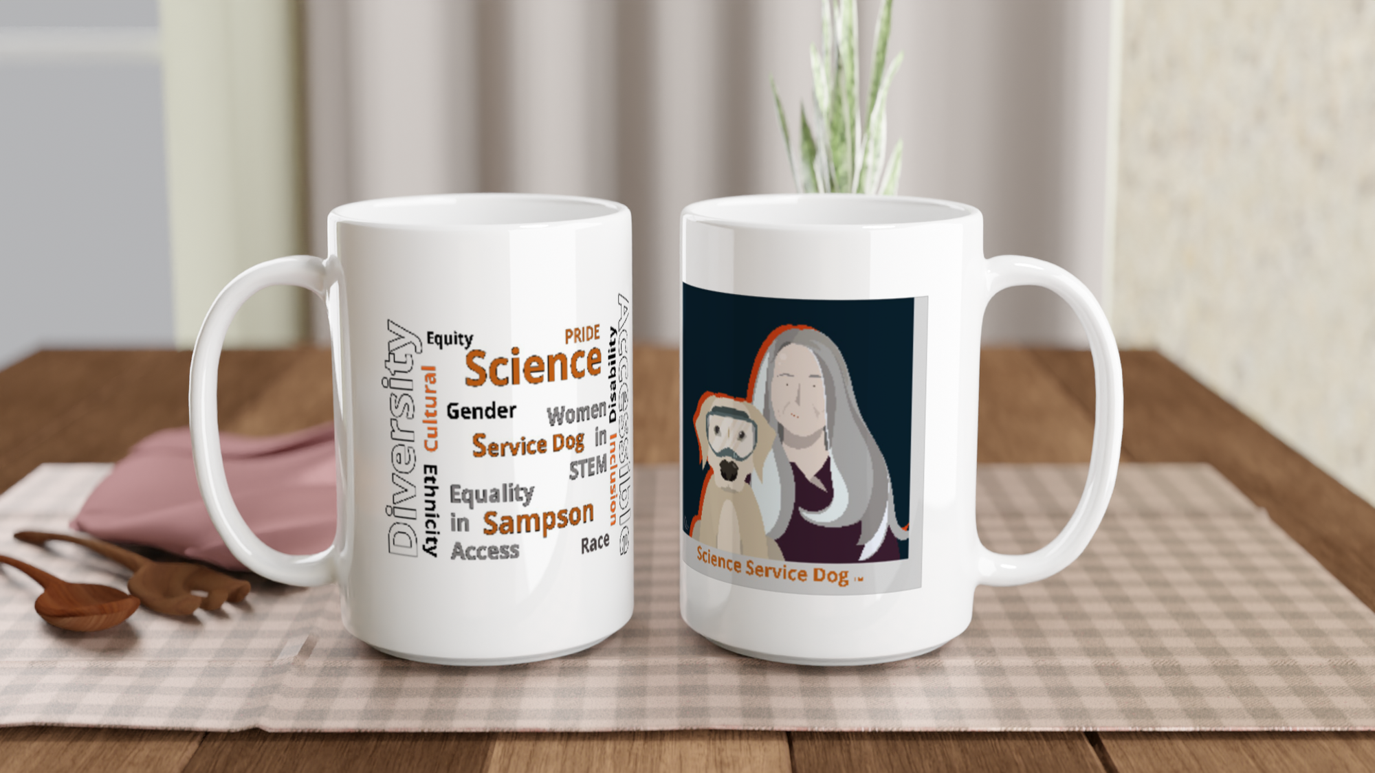 Science Service Dog Diversity White 15oz Ceramic Mug